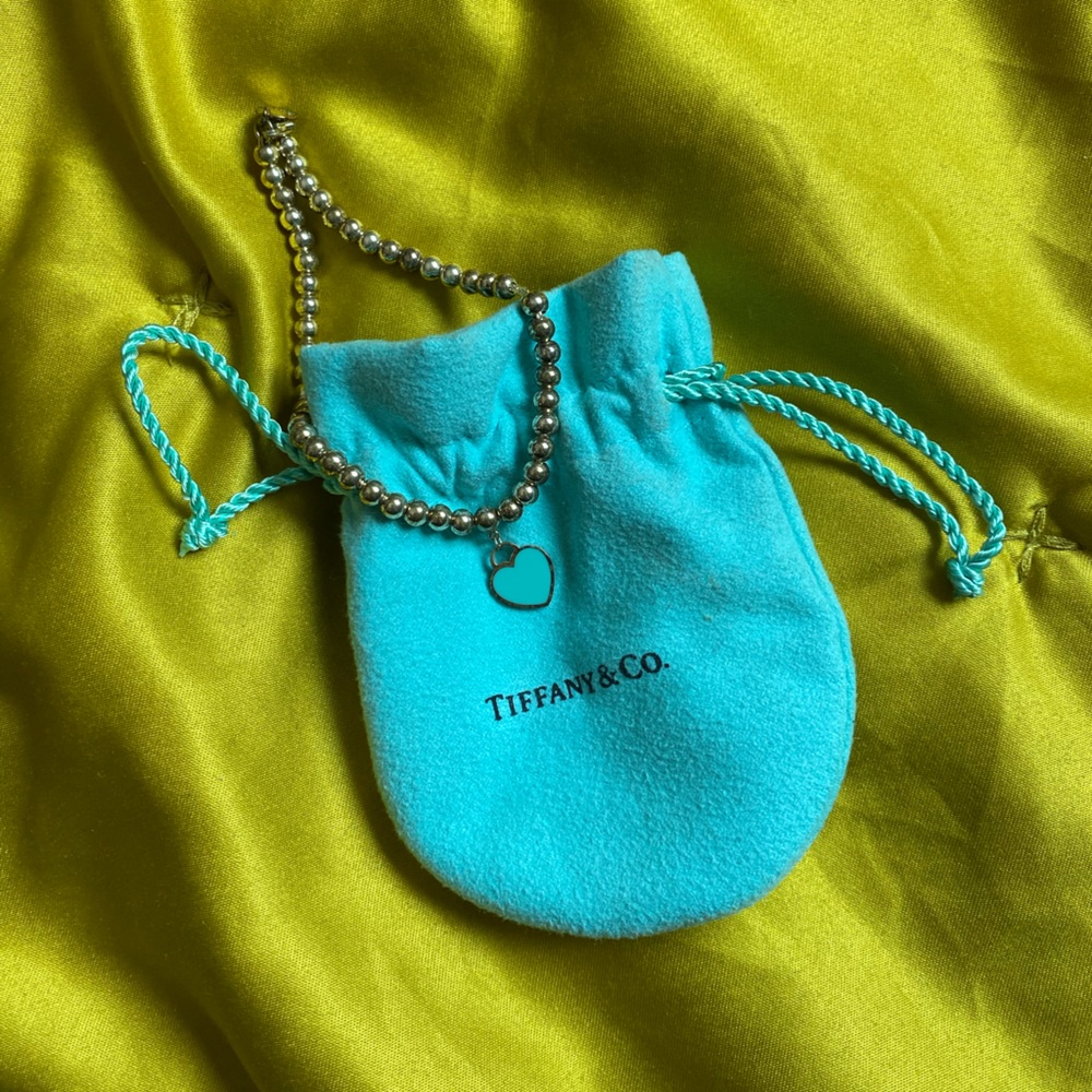 Tiffany Blue Heart Tag Bead Bracelet